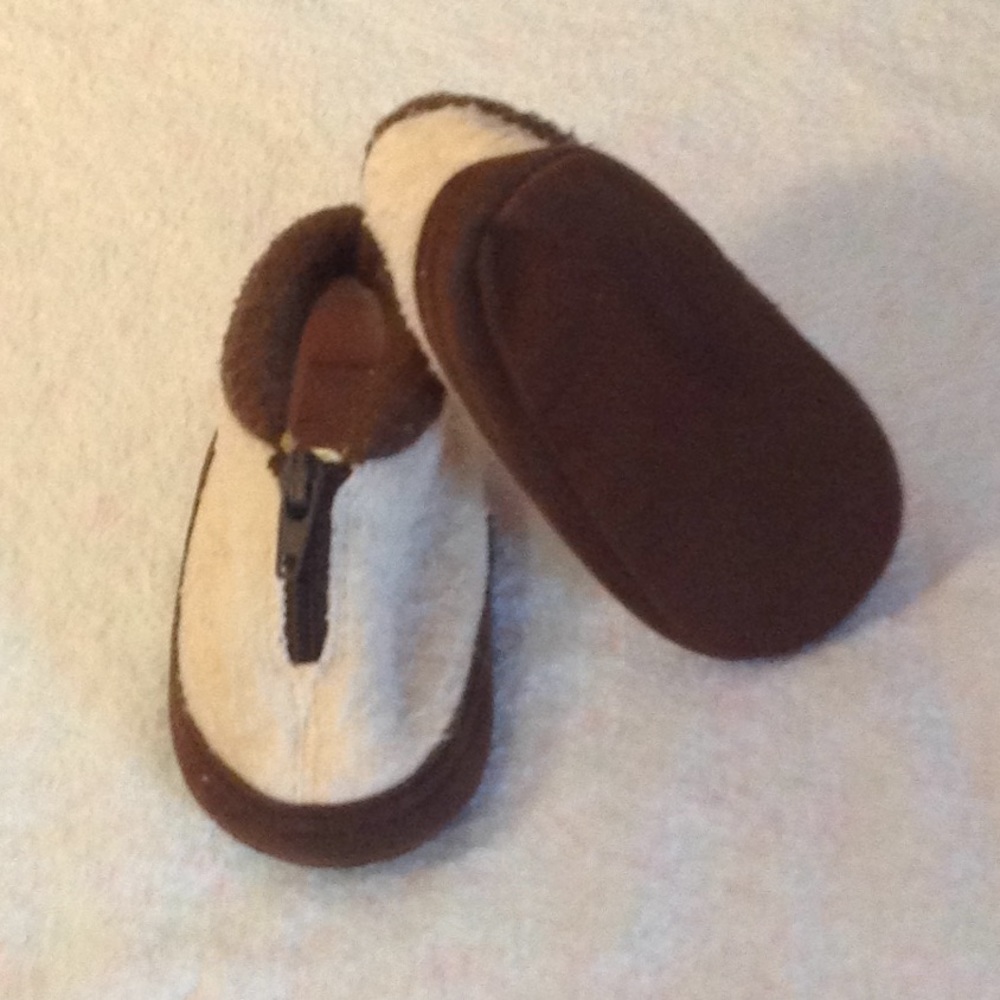 GOLD BUG baby boots  infants sz S  zipper top boots  cream and brown